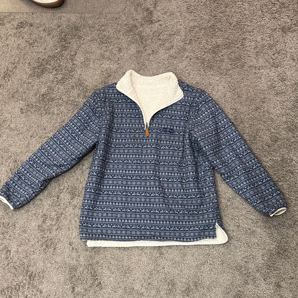 Blue and White Patterned Pullover